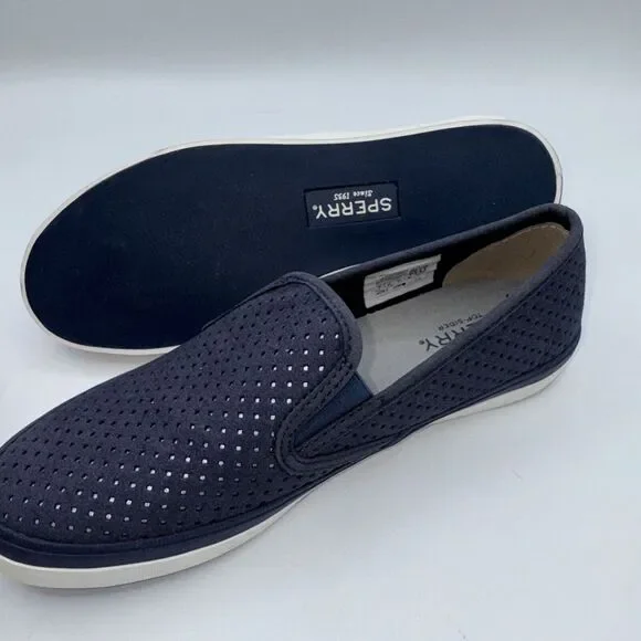 Sperry Top Sider Womens Seaside Navy‎ Blue Perforated Leather Shoes Sz. 8 - Picture 9 of 9